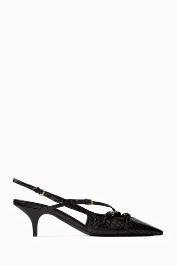 Decollete Slingback 55 Pumps in Croc-embossed Leather