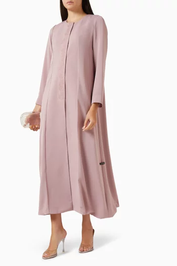Embroidered-trim Abaya in Crepe