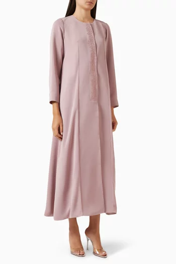 Embroidered-trim Abaya in Crepe