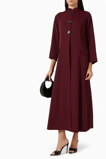 Bead-embellished Fringe Abaya in Satin