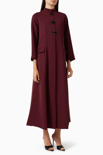 Bead-embellished Fringe Abaya in Satin