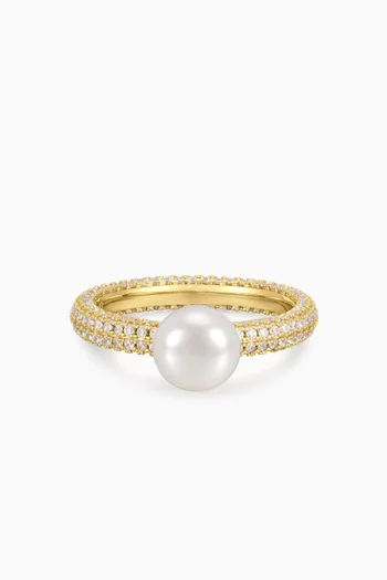The Pearl Pave Amalfi Ring in Gold-plated Brass