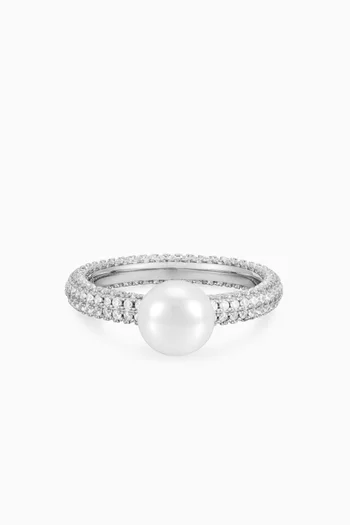 The Pearl Pave Amalfi Ring in Silver-plated Brass