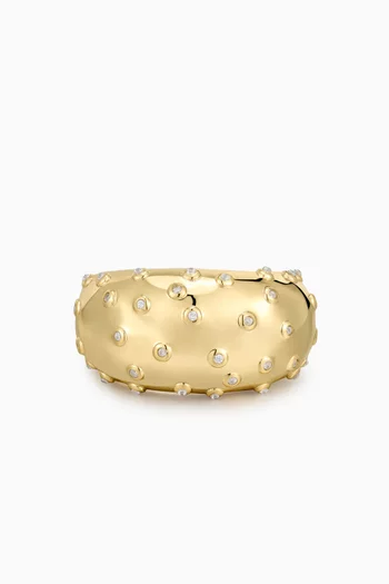 The Pave Molten Signet Ring in Gold-plated Brass