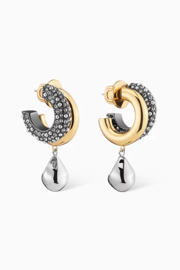 Dezi Pearl & Pave Drop Earrings in Gold and Silver-plated Brass
