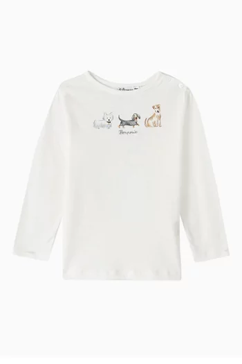 Tahsin Dog Print T-shirt in Cotton