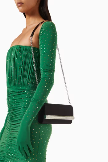 Perry Crystal-embellished Clutch in Satin