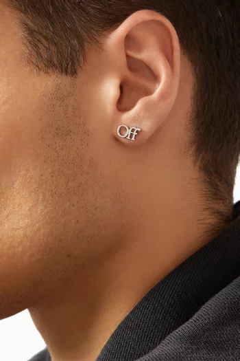 Logo Single Stud Earring in Brass