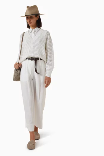 Sleeveless Shirt in Stretch Cotton-poplin