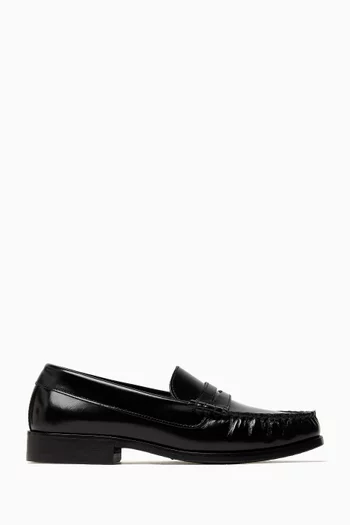 Rivet Flat Loafers in Leather