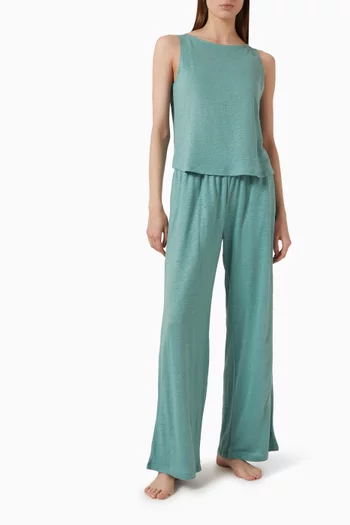 Boat Neck Crop Tank Top in Organic Linen