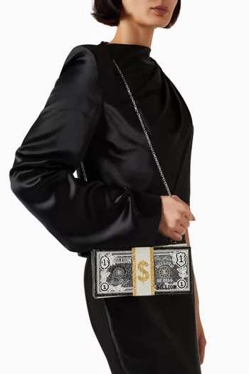 Stack of Cash Billions Crystal-embellished Clutch