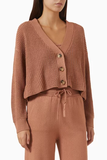 Cropped Cardigan Sweater in Recycled Cotton Blend