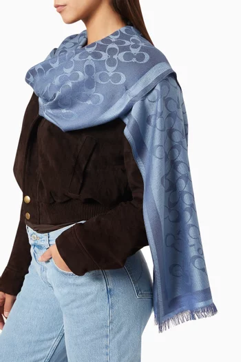 Signature C Oblong Scarf in Lyocell-wool Blend