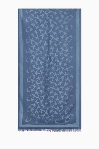 Signature C Oblong Scarf in Lyocell-wool Blend