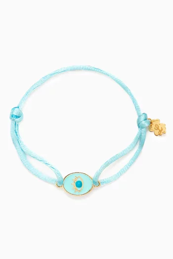 Tiny Medallion Enamel Eye Cord Bracelet in 18kt Gold