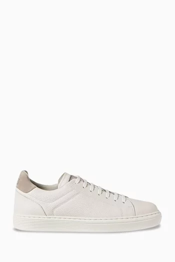 Logo Sneakers in Grained Calfskin