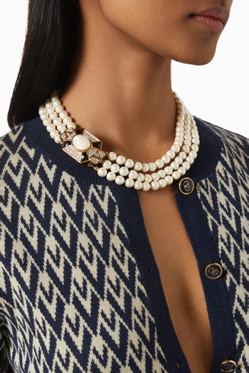 Pas Plus Pearl & Swarovski® Crystal Necklace in Metal