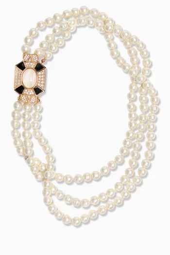 Pas Plus Pearl & Swarovski® Crystal Necklace in Metal