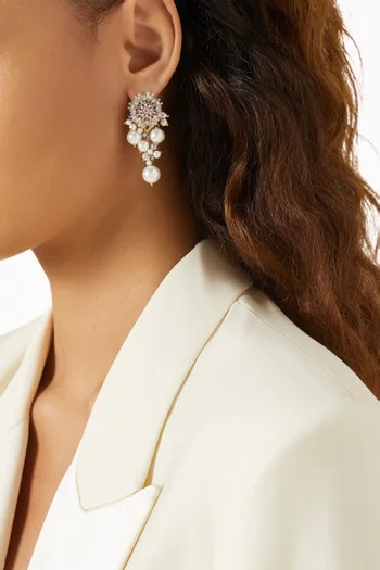 Pearl & Bead Drop Earrings in Gold-plated Brass