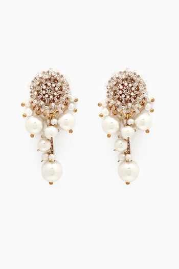 Pearl & Bead Drop Earrings in Gold-plated Brass