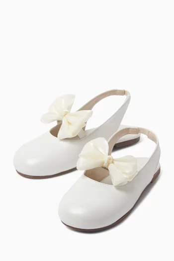 Bow Slingback Ballet Flats in Leather