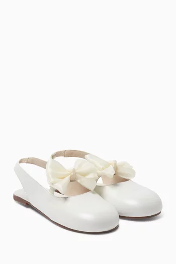 Bow Slingback Ballet Flats in Leather
