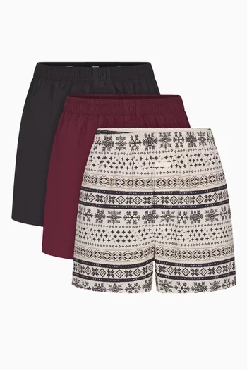 Cotton Poplin Boxers, Set of 3