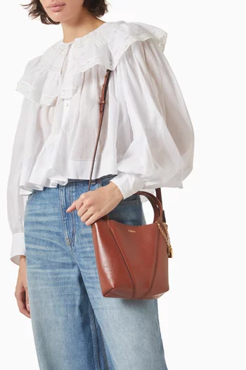 Small Spin Tote Bag in Grained Leather