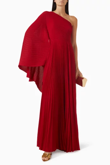 Maci One-shoulder Pleated Gown