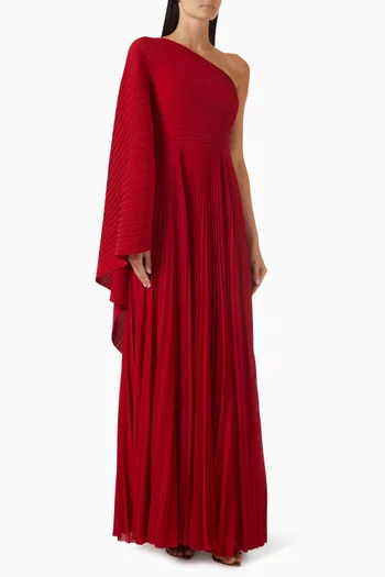 Maci One-shoulder Pleated Gown