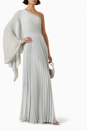 Maci One-shoulder Pleated Gown