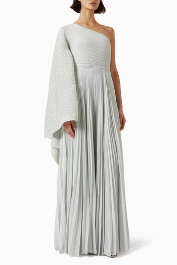 Maci One-shoulder Pleated Gown