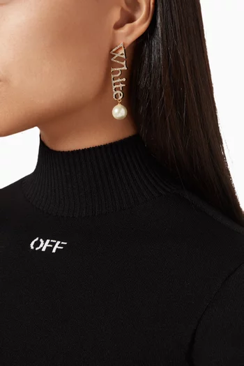 Logo Earrings in Pearl & Gold-tone Brass