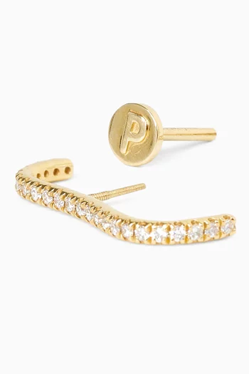 Piercing Bar Diamond Single Earring in 18kt Gold