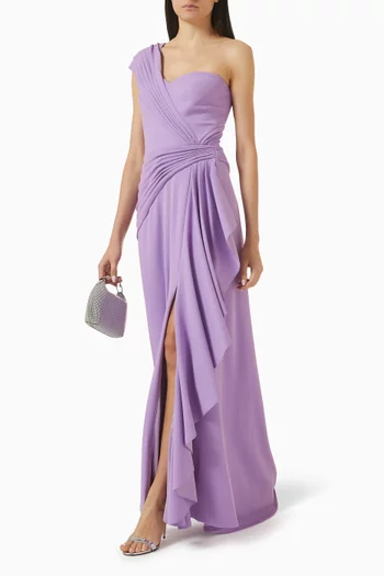 Lune Waterfall Sash Gown in Crepe