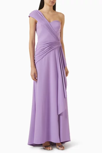 Lune Waterfall Sash Gown in Crepe