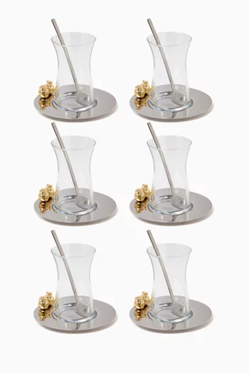Istikana Pomegrante Cup, Spoon & Saucers, Set of 6
