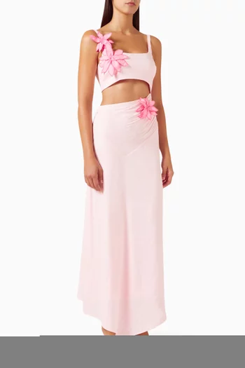 Rafalia 3D-flower Dress Linen Blend