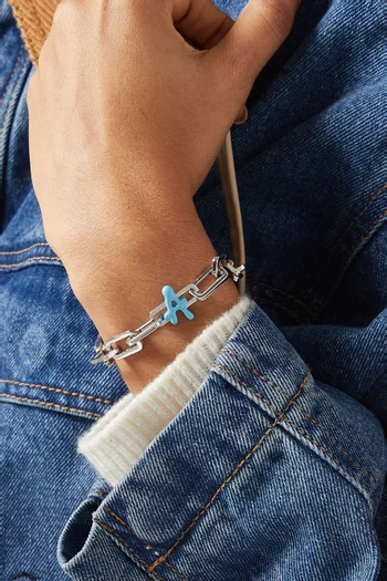X Charm in Sterling Silver with Enamel
