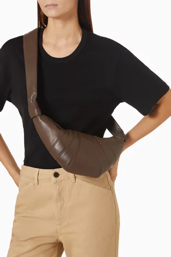 Small Croissant Crossbody Bag in Leather
