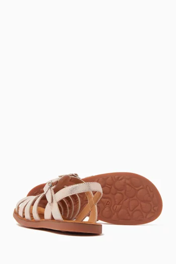 Plagette Sandals in Metallic Leather