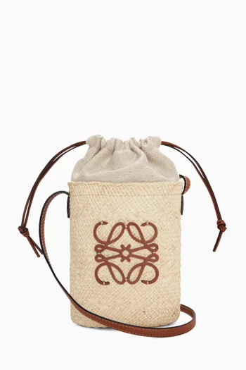 x Paula's Ibiza Anagram Square Pocket Bag in Raffia