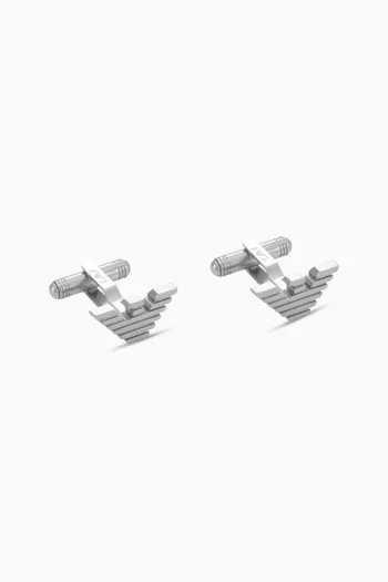 Logo Cuff Links in Stainless Steel