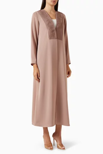 A-line Abaya Set in Raw Silk