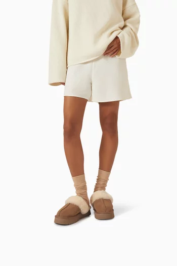 Disquette Fur Slippers in Suede