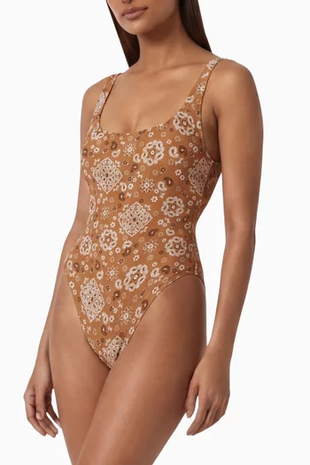 Signature Swim Scoop-neck One-piece Swimsuit
