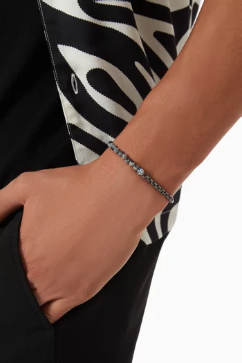 Sennit Evil Eye Obsidian Bracelet in Rhodium-plated Sterling Silver