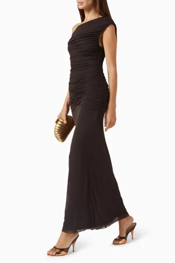 Mira Off-shoulder Maxi Dress in Mesh