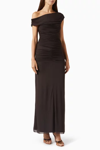 Mira Off-shoulder Maxi Dress in Mesh